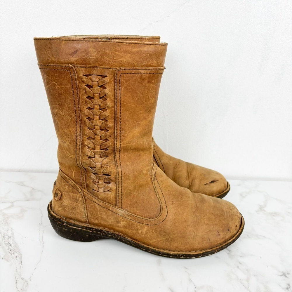 UGG Kaleen Chestnut Leather Sherpa Lined Mid Calf Boot Sz 8 - Picture 3 of 13
